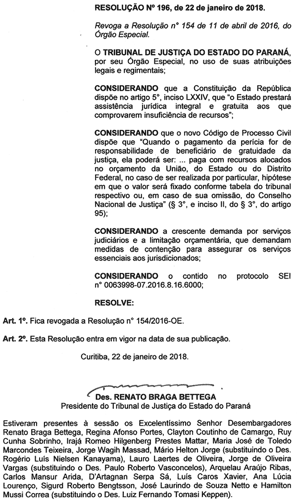 Res 196 Revoga a Resolução n 154 de 11 de abril de 2016 do OE 1