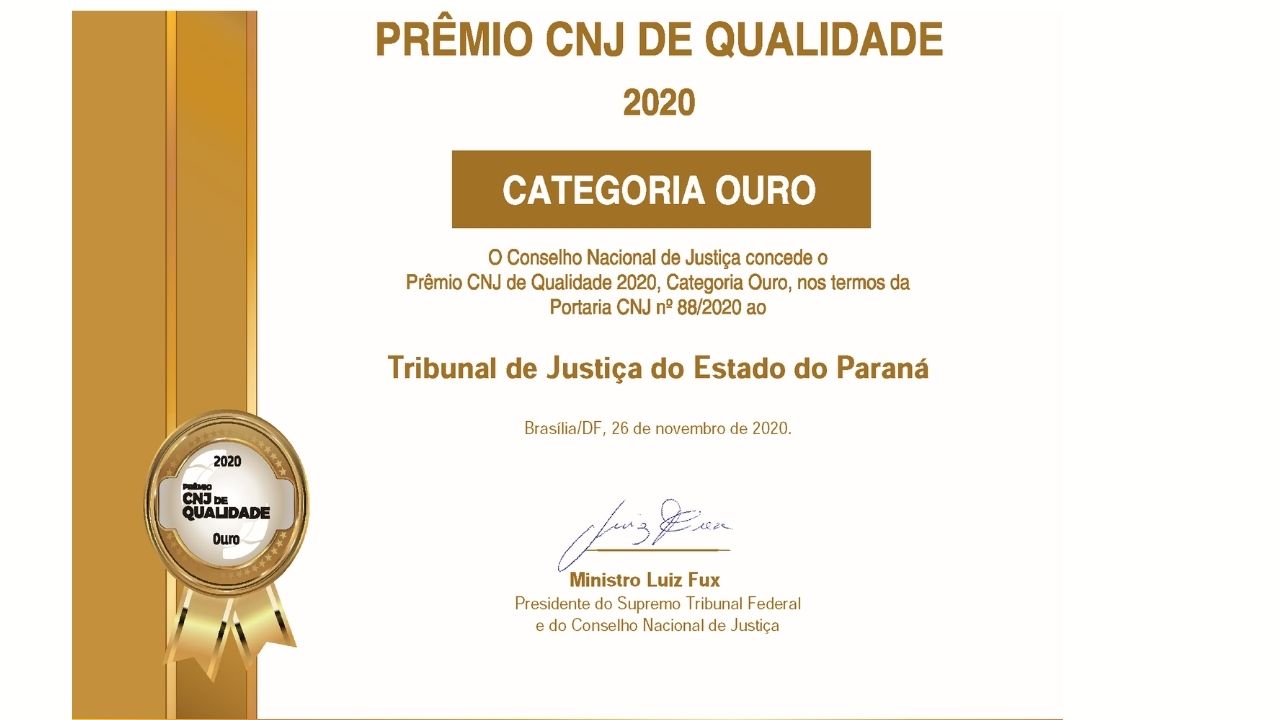 TJPR conquista a “Categoria Ouro” no prêmio CNJ de qualidade