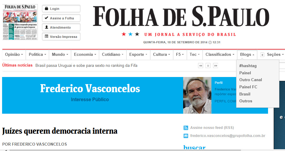 Blog da Folha de S. Paulo destaca ato público da AMAPAR pela democracia no Judiciário 