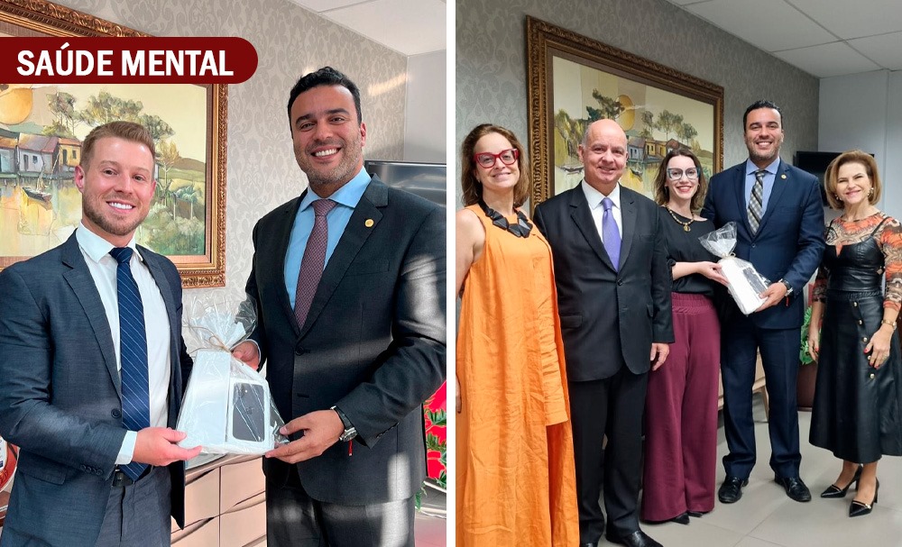 Diretoria faz a entrega dos kits aos participantes sorteados na promoção da pesquisa de saúde mental