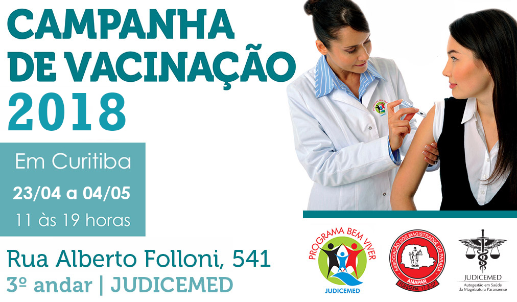 Campanha de vacinação da Judicemed começa nesta segunda-feira (23). Confira o cronograma nas comarcas